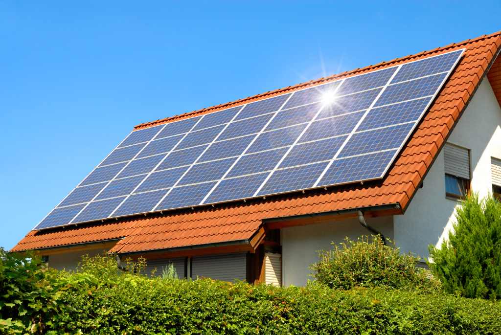 Solar panels on a tile roof