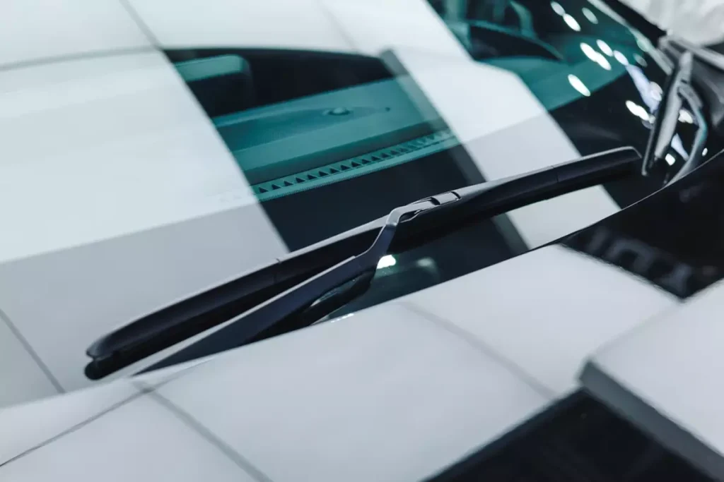 A close up of a pristine car windshield.